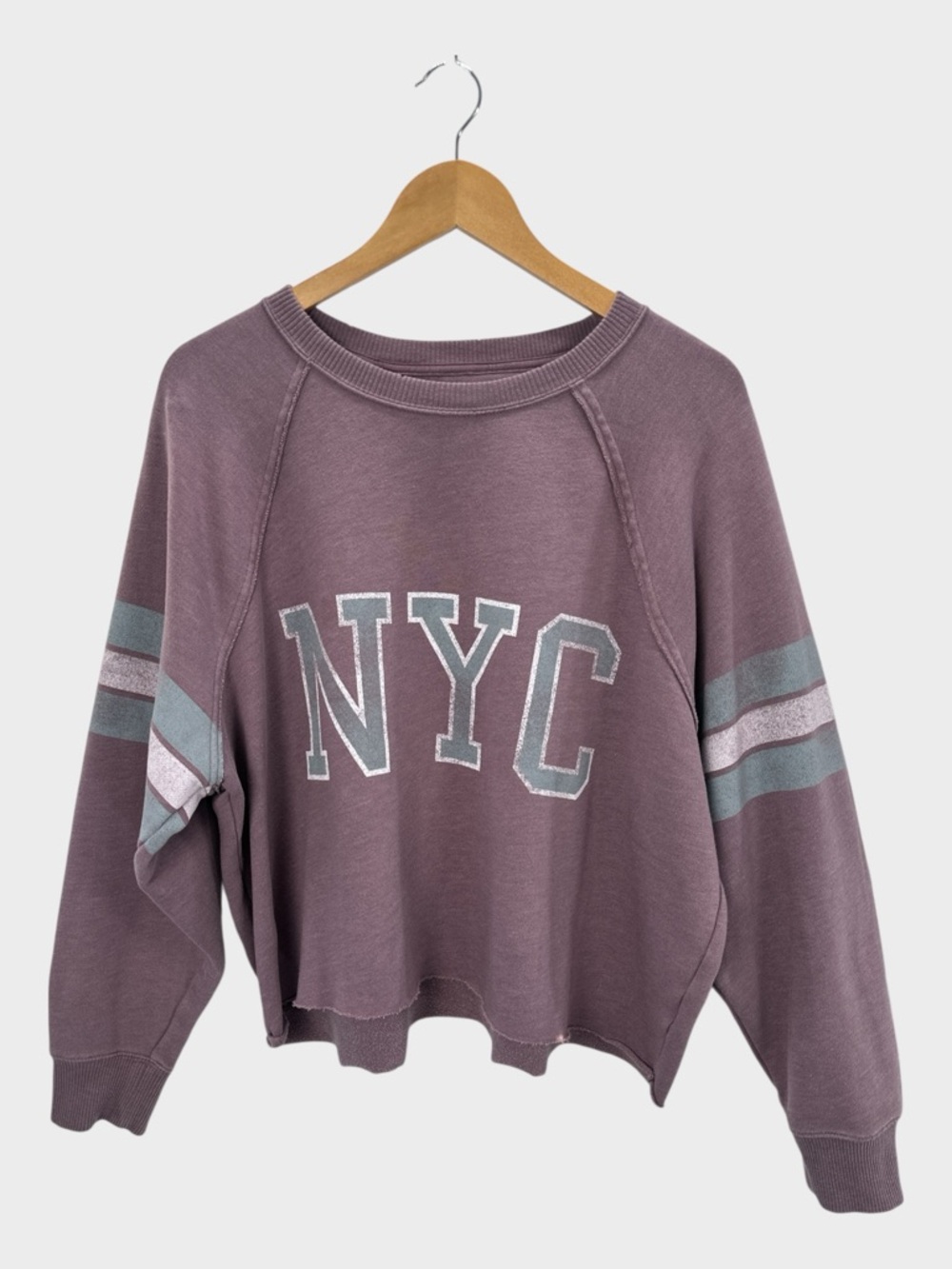 Aerie NYC Graphic Cropped Sweatshirt Oversized Grunge Worn In Lounge Pullover XL